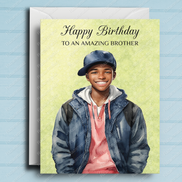 Black Boy Birthday Card U